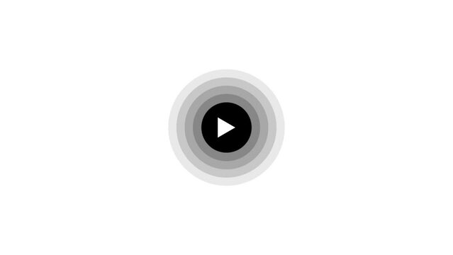 Animated play button, play saymbol icon with wave design animation on background