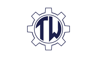 TW initial letter mechanical circle logo design vector template. industrial, engineering, servicing, word mark, letter mark, monogram, construction, business, company, corporate, commercial, geometric