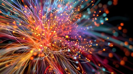 Vibrant Abstract Particle Explosion in Vivid Colors