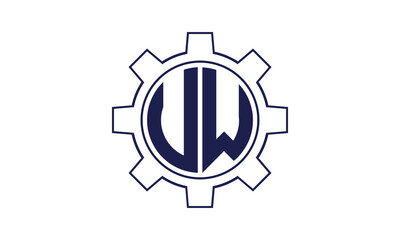 UW initial letter mechanical circle logo design vector template. industrial, engineering, servicing, word mark, letter mark, monogram, construction, business, company, corporate, commercial, geometric