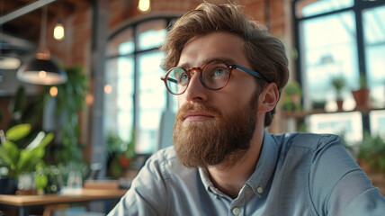 Portrait of a hipster man with glasses