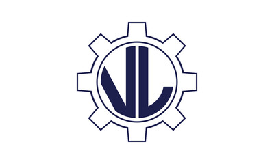 VL initial letter mechanical circle logo design vector template. industrial, engineering, servicing, word mark, letter mark, monogram, construction, business, company, corporate, commercial, geometric