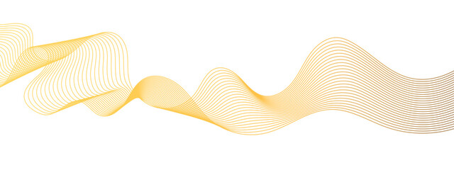 Vector abstract golden wavy, curve and ocean flowing dynamic lines isolated on transparent background. wavy ocean curve lines background. Design for banner, flyer, cover, technology, science, brochure