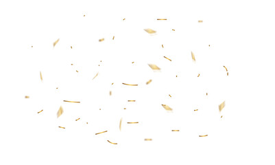 Abstract luxury golden confetti glitter and dust falling down on transparent background. Shiny glittering dust background.