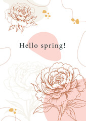 spring card, graphic peonies, tenderness