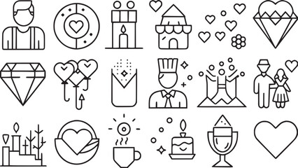 line icons about love vector collections.