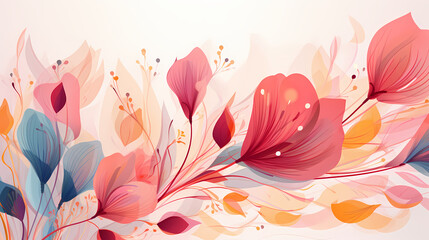 Abstract art botanical pink background. Luxury wallpaper and banner.