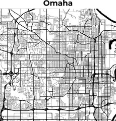 Omaha City Map, Cartography Map, Street Layout Map  - obrazy, fototapety, plakaty