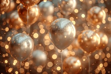 Fototapeta na wymiar A festive trio of illuminated spheres, resembling a miniature christmas tree, float gracefully in the night sky like enchanted balloons