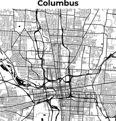Fototapeta na wymiar Columbus City Map, Cartography Map, Street Layout Map 