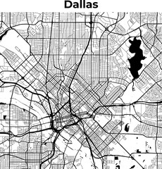 Dallas City Map, Cartography Map, Street Layout Map  