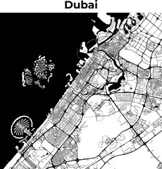 Dubai City Map, Cartography Map, Street Layout Map  