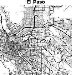 El Paso City Map, Cartography Map, Street Layout Map 