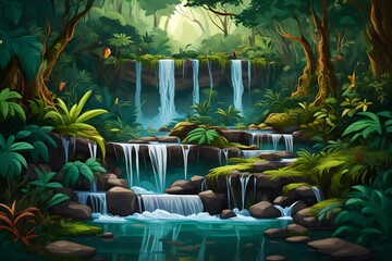 tropical waterfall in the jungle