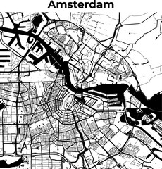 Amsterdam City Map, Cartography Map, Street Layout Map  