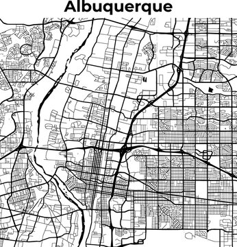 Albuquerque City Map, Cartography Map, Street Layout Map 