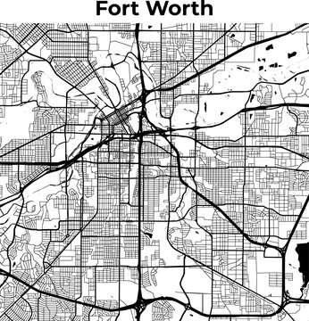 Fort Worth City Map, Cartography Map, Street Layout Map 