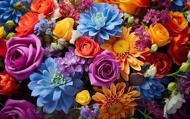 Obraz na płótnie Canvas Beautiful vivid colorful mixed flower bouquet