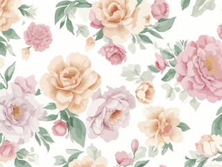 Seamless watercolor floral-patterned background