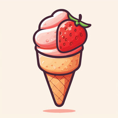 strawberry ice cream in a cone
