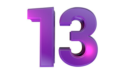 Purple 3d number 13