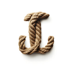 Obraz premium Letter J out of Rope, rope font, 3d rope font