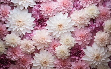 Floral background on the wall with chrysanthemum flowers