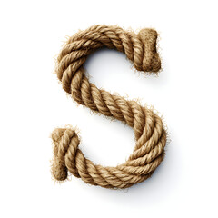 Letter S out of Rope, rope font, 3d rope font - obrazy, fototapety, plakaty