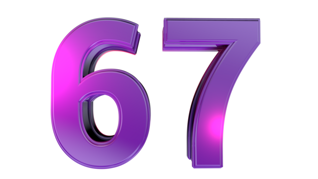 Purple 3d number 67