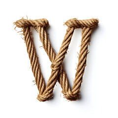 Letter W out of Rope, rope font, 3d rope font