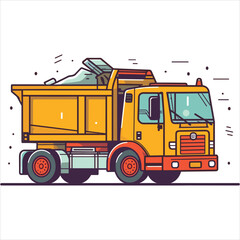 flat labor trucks vector illustration