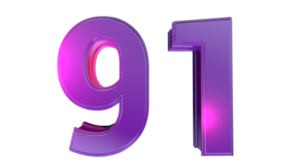 Purple 3d number 91
