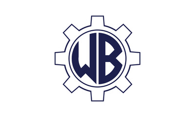 WB initial letter mechanical circle logo design vector template. industrial, engineering, servicing, word mark, letter mark, monogram, construction, business, company, corporate, commercial, geometric