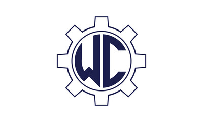 WC initial letter mechanical circle logo design vector template. industrial, engineering, servicing, word mark, letter mark, monogram, construction, business, company, corporate, commercial, geometric