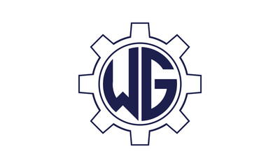 Fototapeta premium WG initial letter mechanical circle logo design vector template. industrial, engineering, servicing, word mark, letter mark, monogram, construction, business, company, corporate, commercial, geometric