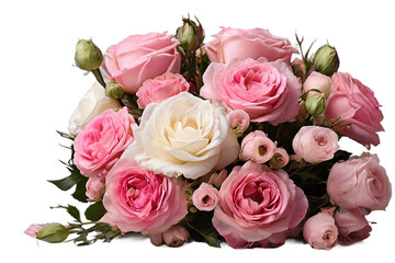 Pile of rose flowers isolated