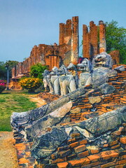 Wat thammikarat temple, Unesco World Heritage, in Ayutthaya, Thailand - obrazy, fototapety, plakaty