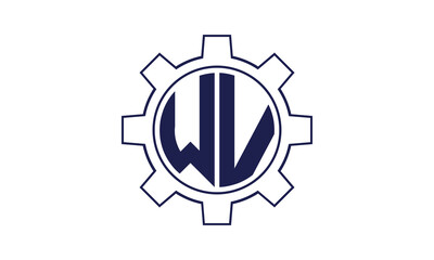 WV initial letter mechanical circle logo design vector template. industrial, engineering, servicing, word mark, letter mark, monogram, construction, business, company, corporate, commercial, geometric