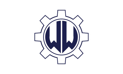 WW initial letter mechanical circle logo design vector template. industrial, engineering, servicing, word mark, letter mark, monogram, construction, business, company, corporate, commercial, geometric