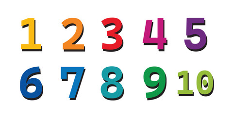 Numbers icon set on transparent background. Number Bullet Point Colorful Arrow Set 1 to 10.