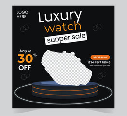 Luxury watch social media post design template