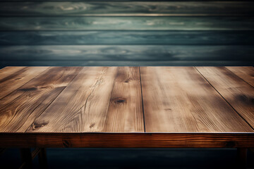 large wooden table with copyspace