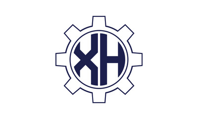 XH initial letter mechanical circle logo design vector template. industrial, engineering, servicing, word mark, letter mark, monogram, construction, business, company, corporate, commercial, geometric