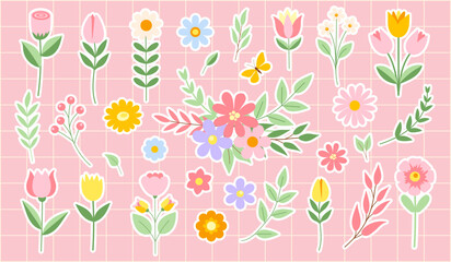 Spring flowers stickers