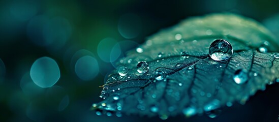 Mesmerizing Macro: Aqua Drops Gracefully Adorn Leaf in a Harmonious Symphony of Water, Drops, and Leaf