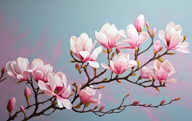 Obraz na płótnie Canvas Pink spring magnolia flowers branch