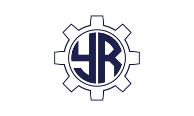YR initial letter mechanical circle logo design vector template. industrial, engineering, servicing, word mark, letter mark, monogram, construction, business, company, corporate, commercial, geometric