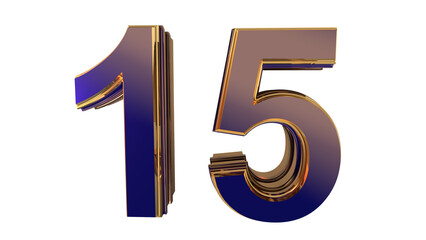 Navy blue 3d number 15