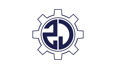 ZJ initial letter mechanical circle logo design vector template. industrial, engineering, servicing, word mark, letter mark, monogram, construction, business, company, corporate, commercial, geometric