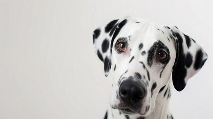 Dalmatian on white background. Cute dogs concept